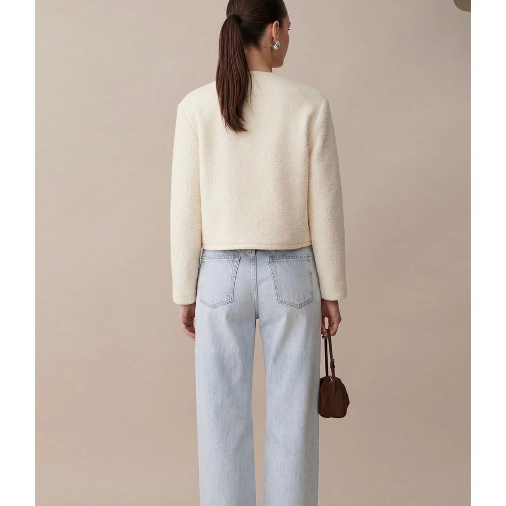 New few moda Caara Joe relaxed fit crop jacket cream $222 sz XS - Picture 3 of 5